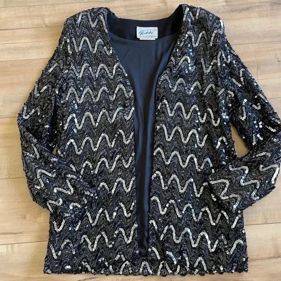Vtg Gorgeous Teddi of California Sequins Blazer S - Picture 1 of 7